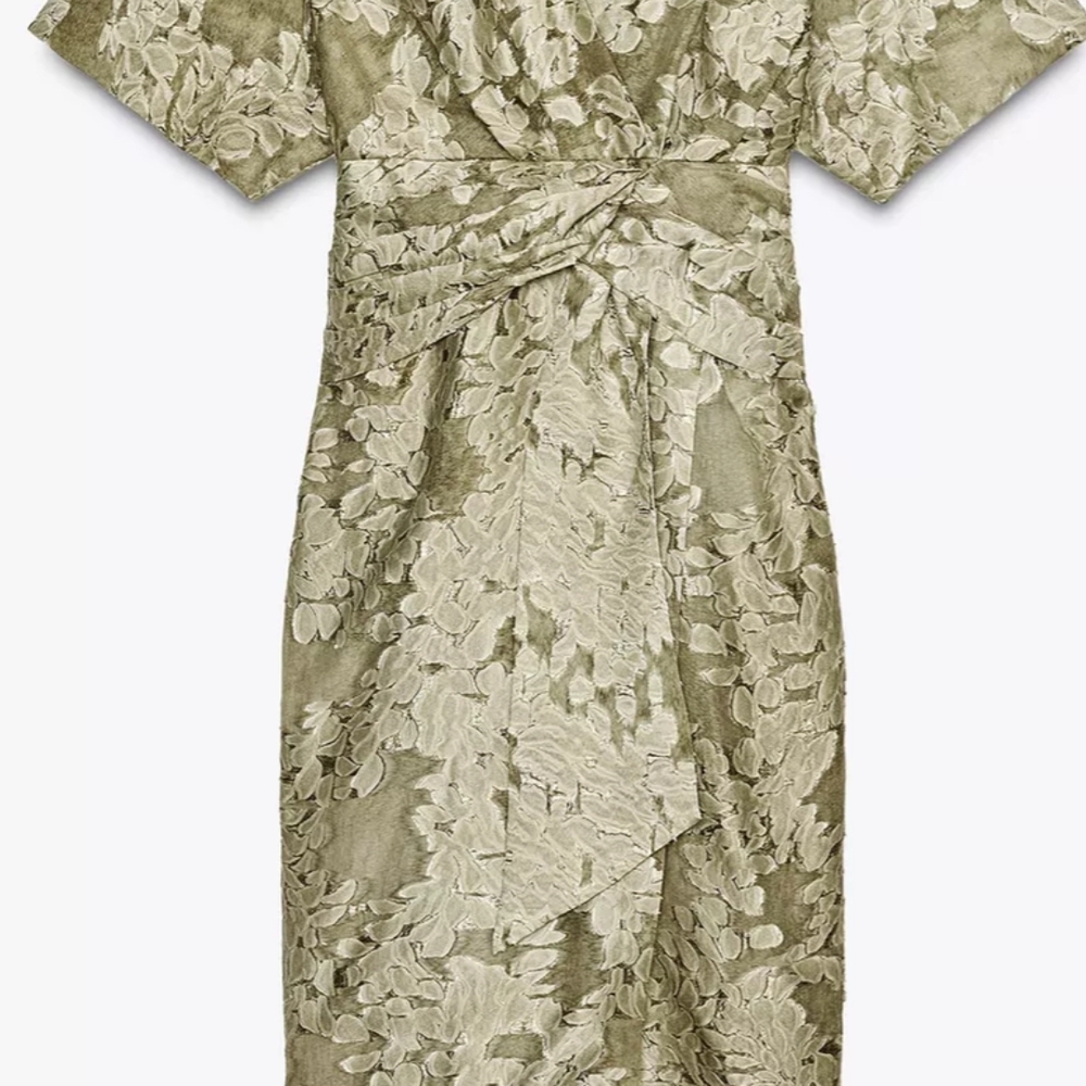 Zara Sage Green Lace Midi Dress - Picture 7 of 8
